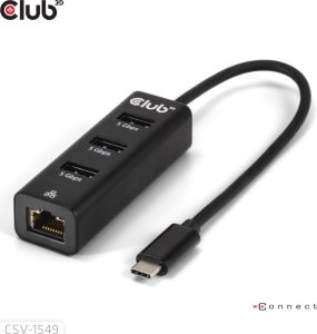 HUB USB Club 3D Club3D USB-Hub USB Typ-C 3.2 > 3x USB Typ A       1Gbps retail 2