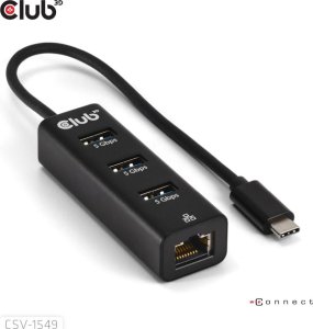 HUB USB Club 3D Club3D USB-Hub USB Typ-C 3.2 > 3x USB Typ A       1Gbps retail 3