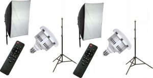 Zestaw studyjny Xrec Zestaw 10w1 2x Lampa Led 1600w 3000-6500k Pilot Softbox 50x70 Statyw 230 / 2x Led803 3