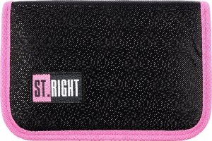 Piórnik St. Majewski PIORNIK 1ZAM 2KLAP STRIGHT BLACK GLITTER FO FOL 4