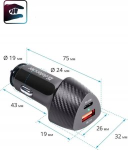 Ładowarka Defender Ładowarka samochodowa Defender UCA-92 USBx1 USB-Cx1 QC, PD power delivery 2
