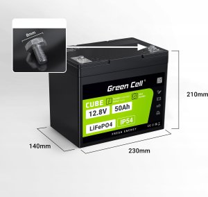 Green Cell Green Cell CUBE Akumulator LiFePO4 50Ah 12.8V 640Wh Litowo-Żelazowo-Fosforanowy do Kampera, Wózka golfowego,Elektrowni wiatrowej 2