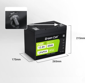 Green Cell Green Cell CUBE Akumulator LiFePO4 60Ah 12.8V 768Wh Litowo-Żelazowo-Fosforanowy do Silników elektrycznych, Kampera, Podnośników 2