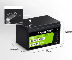 Green Cell CUBE Akumulator LiFePO4 10Ah 12.8V 128Wh Litowo-Żelazowo-Fosforanowy do zasilania i oświetlenia awaryjnego, central 2