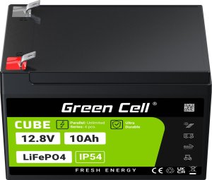 Green Cell CUBE Akumulator LiFePO4 10Ah 12.8V 128Wh Litowo-Żelazowo-Fosforanowy do zasilania i oświetlenia awaryjnego, central 7