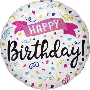 AMSCAN Balon foliowy Standard Holographic Happy Birthday Sparkle Banner S55, zapakowany 3995101 1