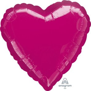 AMSCAN Balon foliowy metalik fuksja serce 43cm luzem 9914072-92 1