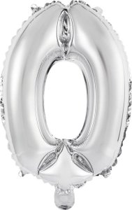 AMSCAN Balon foliowy mini cyfra 0 srebrna 30,5x40cm 9909678 2