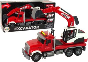 LeanToys Ciężarówka Z Koparką Ciągnik Koparka Dźwięk Światła 1