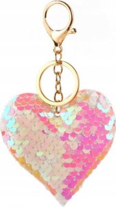 LeanToys Brelok Serce Cekiny Dwustronne Biały Jasno-Różowy 2