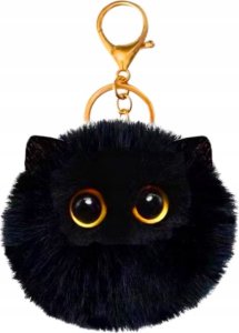 LeanToys Brelok Pluszowy Kot Ozdoba Oczy Uszy Czarny 2