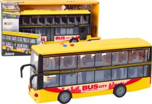 LeanToys Autobus Piętrowy 1:16 Światła Dźwięki Napęd Żółty 1