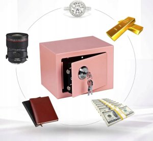 ExtraLink EXTRALINK HOME SEJF DOMOWY BIUROWY SKRYTKA NA KLUCZ MOCNY SOLIDNY KASA PANCERNA S-404-RÓŻOWY 4