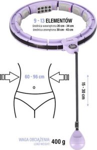 HMS ZESTAW HULA HOP MAGNETYCZNY VIOLET HHM13 Z LICZNIKIEM HMS + PAS WYSZCZUPLAJĄCY BR163 BLACK 14