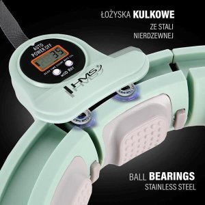HMS ZESTAW HULA HOP MAGNETYCZNY GREEN HHM13 Z LICZNIKIEM HMS + PAS WYSZCZUPLAJĄCY BR163 BLACK 13