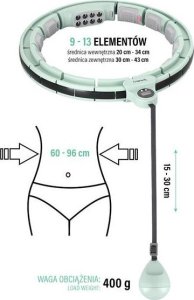 HMS ZESTAW HULA HOP MAGNETYCZNY GREEN HHM13 Z LICZNIKIEM HMS + PAS WYSZCZUPLAJĄCY BR163 BLACK 14