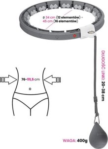 HMS ZESTAW HULA HOP HHW06 BLACK Z PIŁKĄ GRAWITACYJNĄ I LICZNIKIEM HMS + PAS BR163 BLACK PLUS SIZE 11