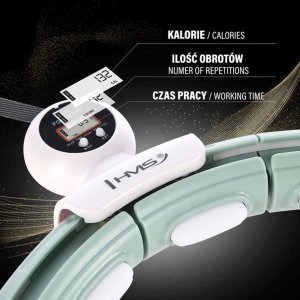 HMS ZESTAW HULA HOP MAGNETYCZNY GREEN HHM15 Z LICZNIKIEM + PAS WYSZCZUPLAJĄCY BR163 RED 13