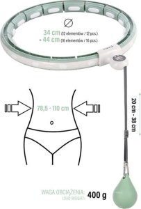 HMS ZESTAW HULA HOP MAGNETYCZNY GREEN HHM15 Z LICZNIKIEM + PAS WYSZCZUPLAJĄCY BR163 RED 14