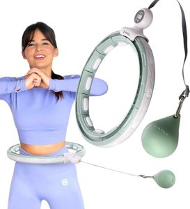 HMS ZESTAW HULA HOP MAGNETYCZNY GREEN HHM15 Z LICZNIKIEM + PAS WYSZCZUPLAJĄCY BR163 RED 3