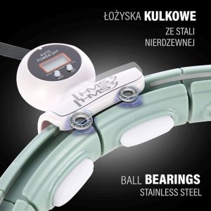 HMS ZESTAW HULA HOP MAGNETYCZNY GREEN HHM15 Z LICZNIKIEM + PAS WYSZCZUPLAJĄCY BR163 RED 10