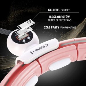 HMS ZESTAW HULA HOP MAGNETYCZNY PINK HHM15 Z LICZNIKIEM HMS + PAS WYSZCZUPLAJĄCY BR163 RED 13