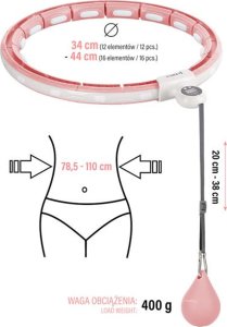 HMS ZESTAW HULA HOP MAGNETYCZNY PINK HHM15 Z LICZNIKIEM HMS + PAS WYSZCZUPLAJĄCY BR163 RED 14