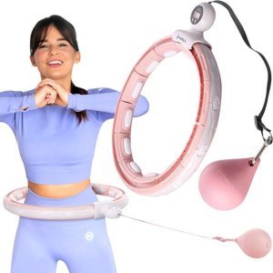 HMS ZESTAW HULA HOP MAGNETYCZNY PINK HHM15 Z LICZNIKIEM HMS + PAS WYSZCZUPLAJĄCY BR163 RED 3