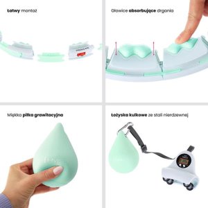 HMS ZESTAW HULA HOP HHW06 GREEN Z PIŁKĄ GRAWITACYJNĄ I LICZNIKIEM HMS + PAS BR163 BLACK PLUS SIZE 16