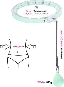 HMS ZESTAW HULA HOP HHW06 GREEN Z PIŁKĄ GRAWITACYJNĄ I LICZNIKIEM HMS + PAS BR163 BLACK PLUS SIZE 17