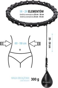 HMS ZESTAW HULA HOP HHW02 BLACK Z WYPUSTKAMI I OBCIĄŻNIKIEM HMS + PAS BR163 BLACK PLUS SIZE 5