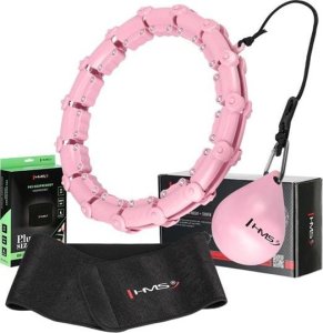 HMS ZESTAW HULA HOP HHW02 LIGHT PINK Z WYPUSTKAMI I OBCIĄŻNIKIEM HMS + PAS BR163 BLACK PLUS SIZE 1