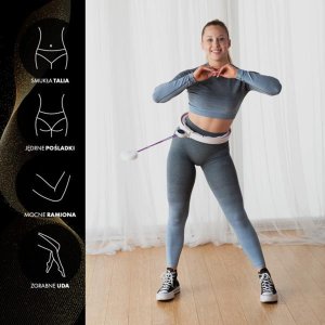 HMS ZESTAW HULA HOP MAGNETYCZNY WHITE/VIOLET HHM17 Z LICZNIKIEM HMS + PAS WYSZCZUPLAJĄCY BR163 BLACK 11