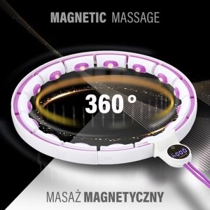 HMS ZESTAW HULA HOP MAGNETYCZNY WHITE/VIOLET HHM17 Z LICZNIKIEM HMS + PAS WYSZCZUPLAJĄCY BR163 BLACK 4
