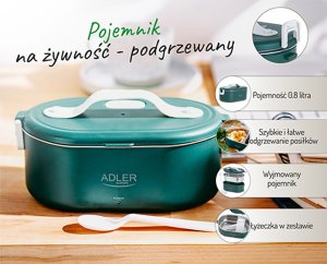 Adler Pojemnik na żywność - podgrzewany metalowy pojemnik (AD 4505 green) 27