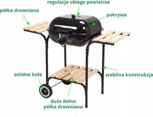 Toya LUND GRILL WĘGLOWY Z REGULACJĄ RUSZTU 45x40cm 19