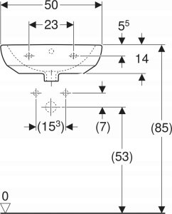 Umywalka Geberit Geberit Selnova Umywalka kompaktowa, B50cm, H18cm, T41cm, z przelewem, bez otworu na baterię [20] 4