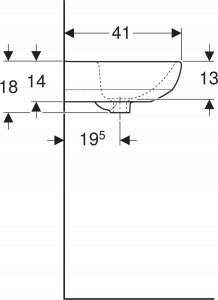 Umywalka Geberit Geberit Selnova Umywalka kompaktowa, B50cm, H18cm, T41cm, z przelewem, bez otworu na baterię [20] 5