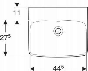 Umywalka Geberit Geberit Selnova Square Umywalka kompaktowa, B50cm, H17cm, T42cm, z przelewem, bez otworu na baterię [20] 4