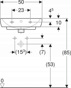 Umywalka Geberit Geberit Selnova Square Umywalka kompaktowa, B50cm, H17cm, T42cm, z przelewem, bez otworu na baterię [20] 5