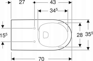 Miska WC Geberit Geberit Selnova Comfort Wisząca miska WC, lejowa, B35.5cm, H34cm, T70cm, długa, Rimfree (niepełnosprawni) [16] 3