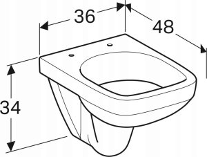 Miska WC Geberit Geberit Selnova Compact Wisząca miska WC, lejowa, B36cm, H34cm, T48cm, krótka, kształt geometryczny [16] 3
