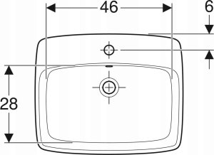 Umywalka Geberit Geberit Selnova Square Umywalka wpuszczana w blat, B55cm, H17cm, T45cm, z przelewem, z otworem na baterię [16] 3