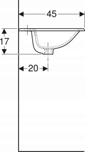 Umywalka Geberit Geberit Selnova Square Umywalka wpuszczana w blat, B55cm, H17cm, T45cm, z przelewem, z otworem na baterię [16] 5