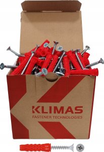 Klimas Kołek rozporowy Klimas Wkręt-met SFXP-08040050 8x40 5x50 uniwersalny gips/tynk opakowanie 100szt 16