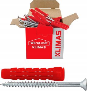 Klimas Kołek rozporowy Klimas Wkręt-met SFXP-08040050 8x40 5x50 uniwersalny gips/tynk opakowanie 100szt 5
