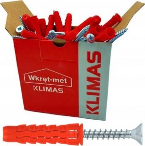 Klimas Kołek rozporowy Klimas Wkręt-met SFXP-08040050 8x40 5x50 uniwersalny gips/tynk opakowanie 100szt 9