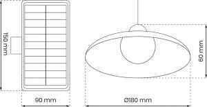 Lampa wisząca Eko-Light Milagro lampa wisząca solarna Saturn EKO9150 6W LED 80lm 4000K IP45 czarna 4