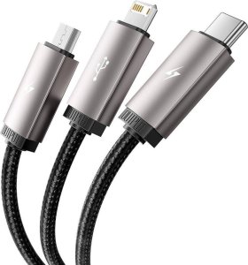 Kabel USB Tech-Protect USB-A - USB-C + microUSB + Lightning 1 m Szary (5906203691272) 2