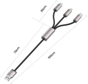 Kabel USB Tech-Protect USB-A - USB-C + microUSB + Lightning 1 m Szary (5906203691272) 4